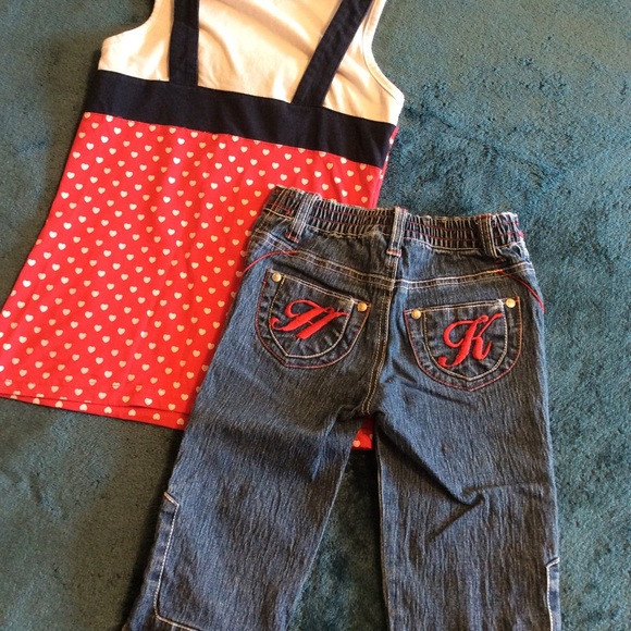 Sanrio Matching Sets Sanrio Hello Kitty Nautical Summer Girls Capri Jeans Set July 4th Set